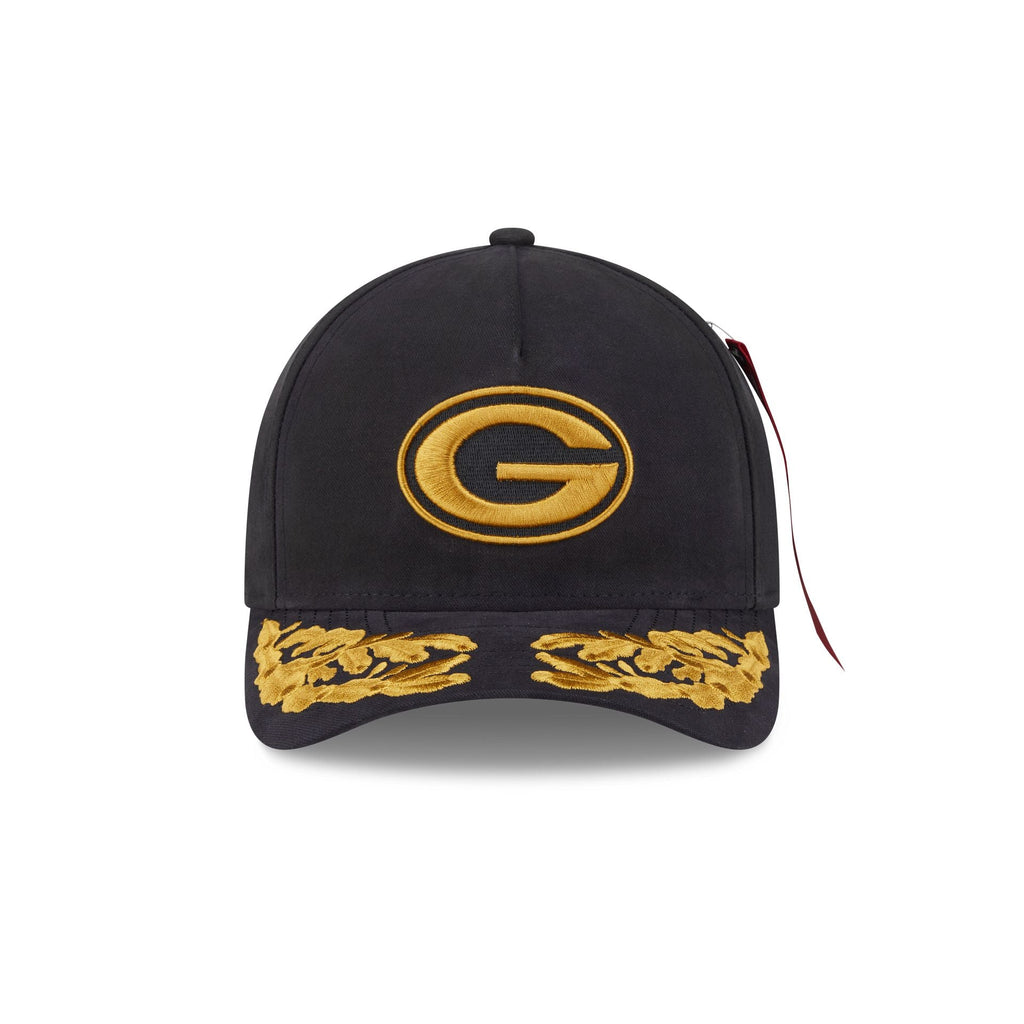 Alpha Industries x Green Bay Packers Black 9FORTY M-Crown A-Frame Snapback Hat