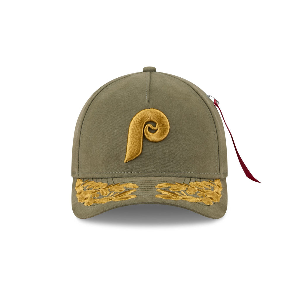 Alpha Industries x Philadelphia Phillies Olive Green 9FORTY M-Crown A-Frame Snapback Hat
