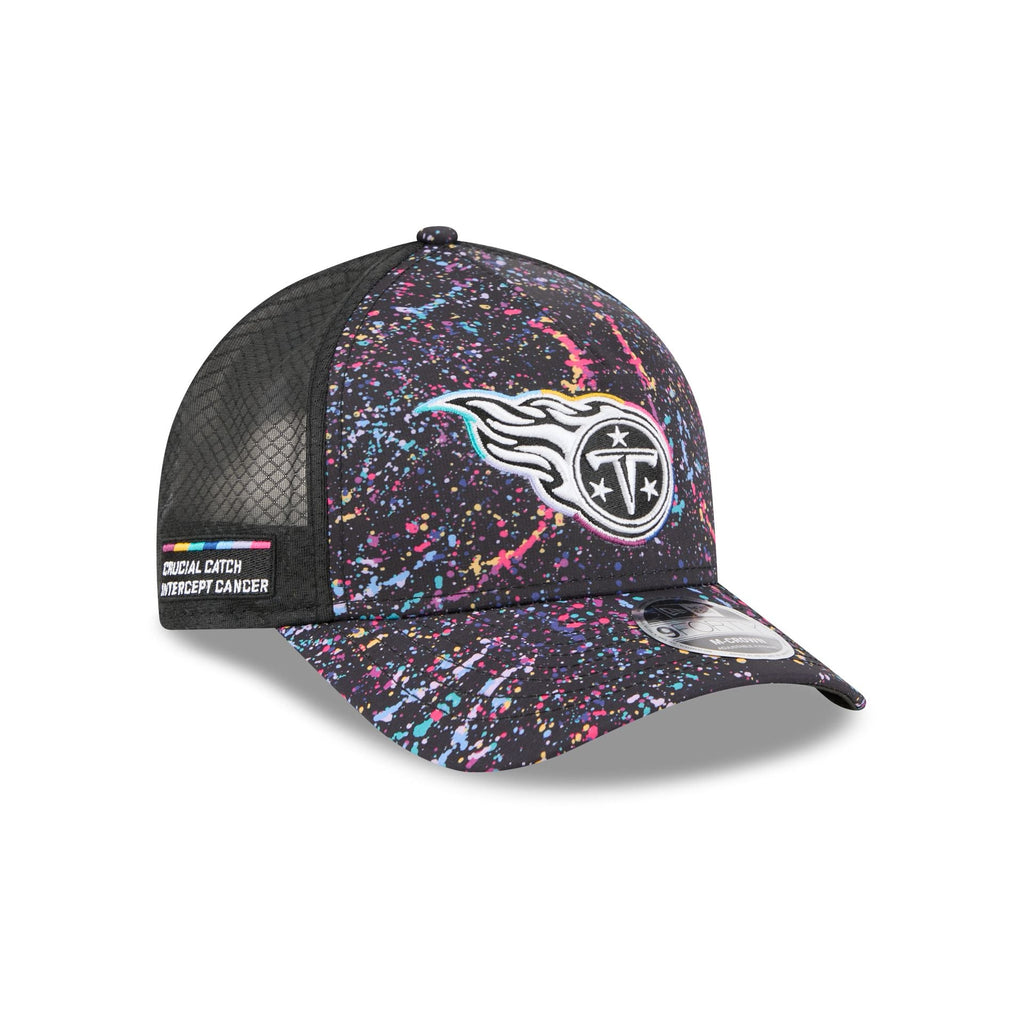 Tennessee Titans 2025 Crucial Catch 9FORTY M-Crown A-Frame Trucker Hat