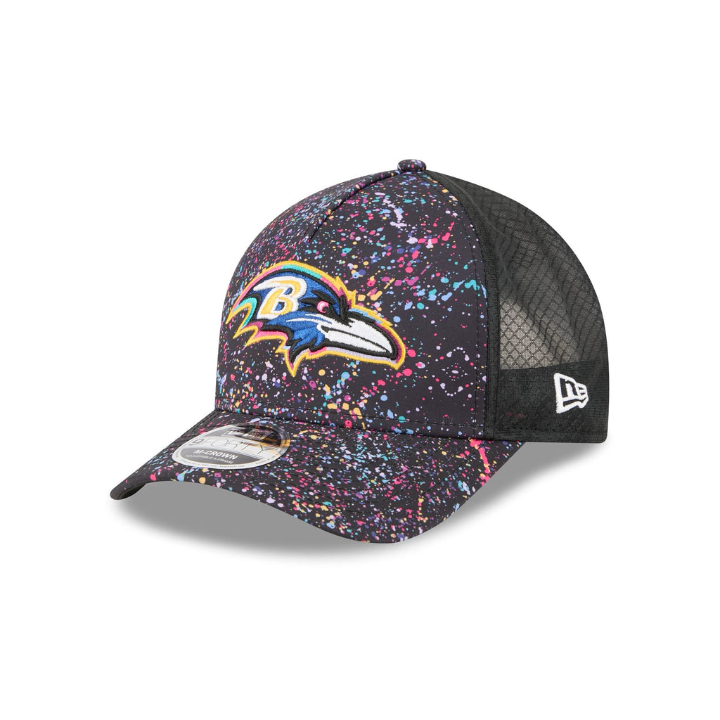 Baltimore Ravens 2025 Crucial Catch 9FORTY M-Crown A-Frame Trucker Hat