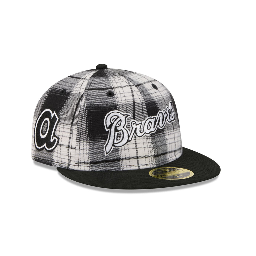 Atlanta Braves Grunge Plaid Retro Crown 59FIFTY Fitted Hat