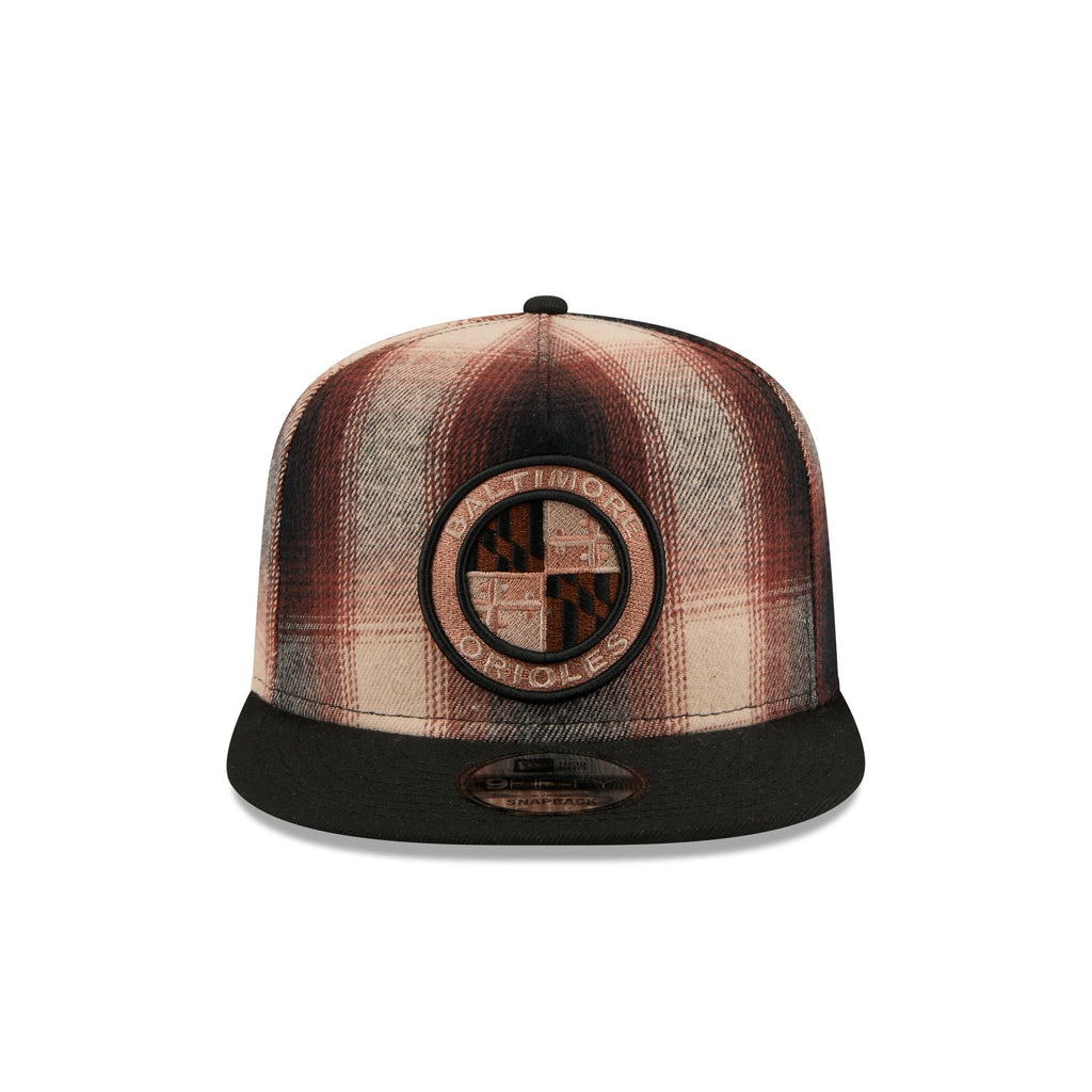 Baltimore Orioles Grunge Plaid 9FIFTY A-Frame Adjustable Hat