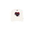 San Francisco 49ers Girls Sequin Heart Chrome White Crewneck