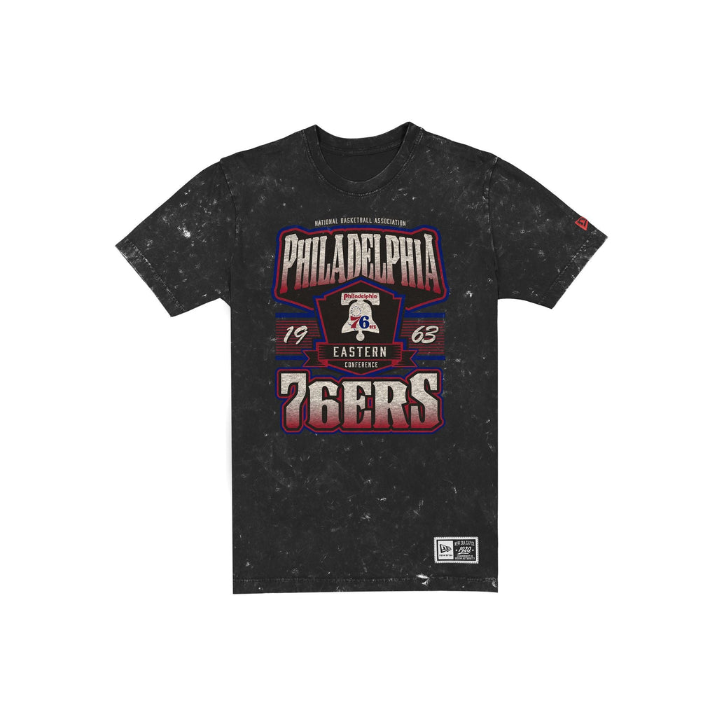 Philadelphia 76ers Throwback Washed Graphic Black T-Shirt