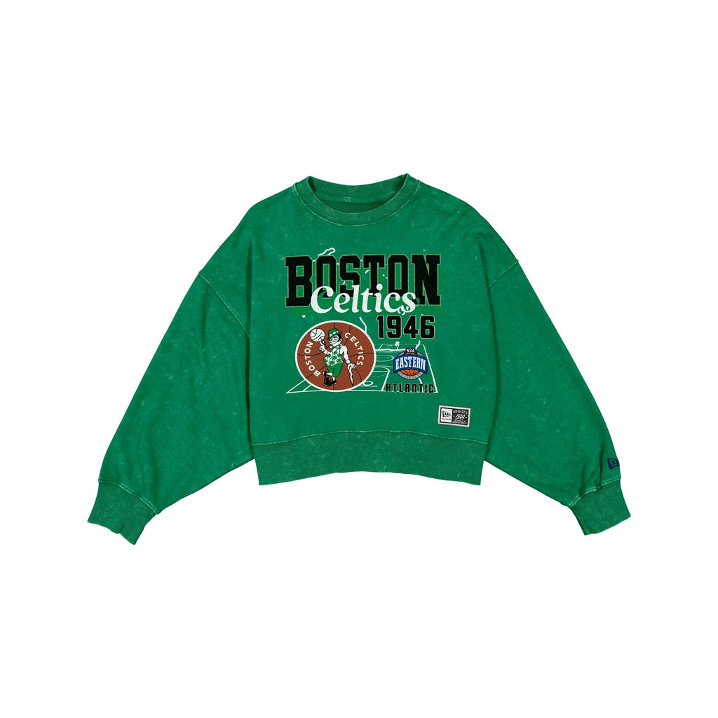 Boston Celtics Women's Throwback Cropped Washed Crewneck