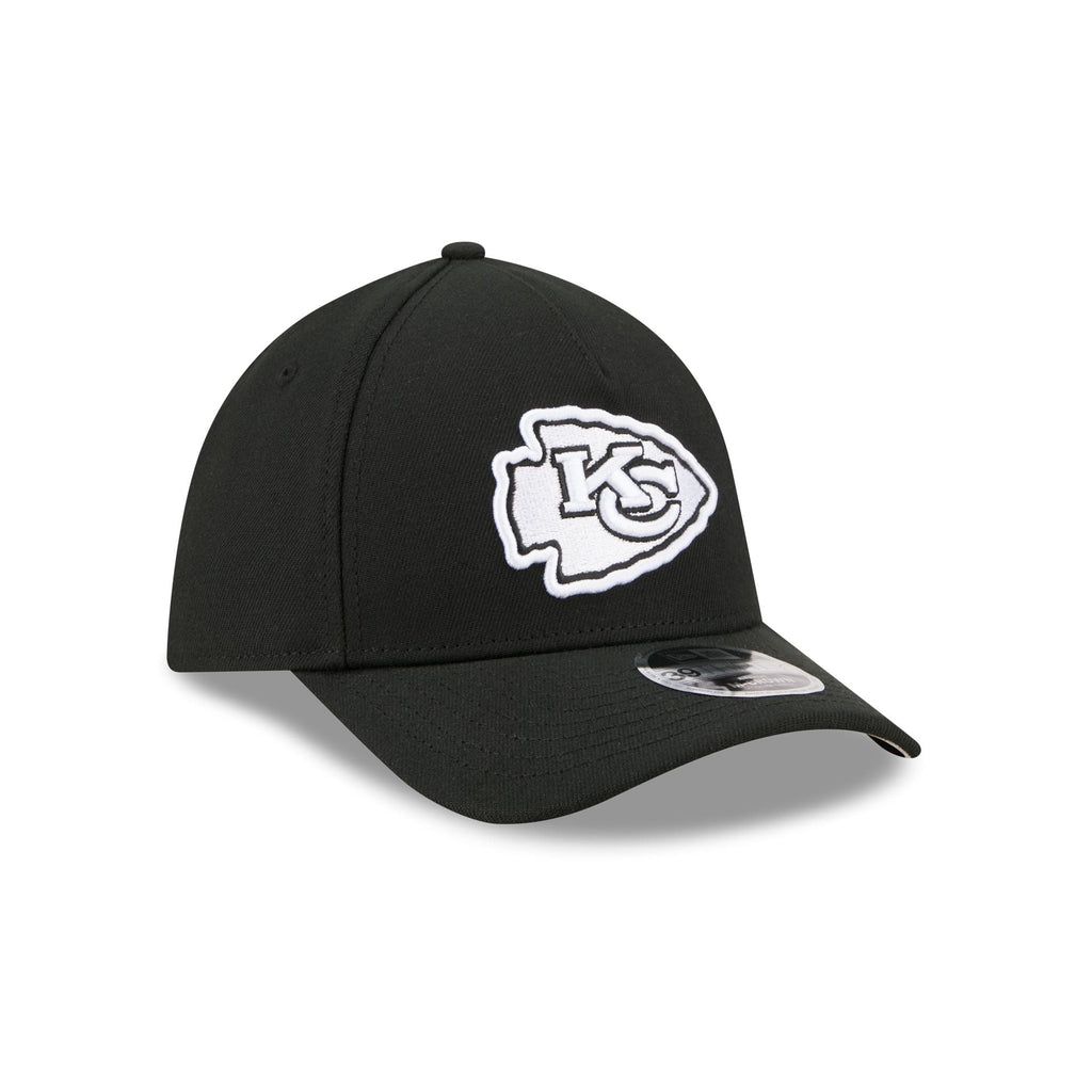 Kansas City Chiefs Poly Black & White 39THIRTY M-Crown A-Frame Stretch Fit Hat