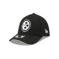 Pittsburgh Steelers Poly Black & White 39THIRTY M-Crown A-Frame Stretch Fit Hat