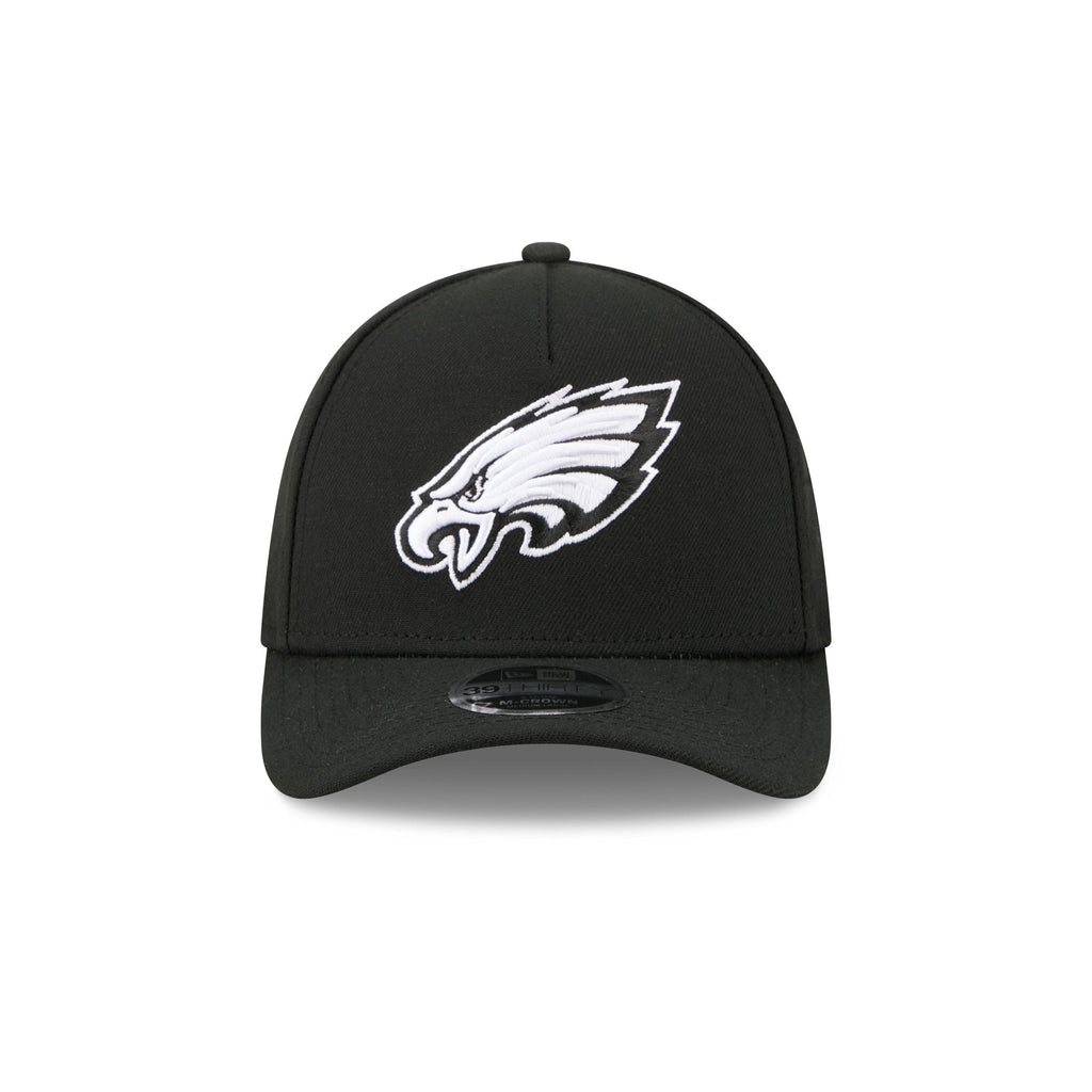 Philadelphia Eagles Poly Black & White 39THIRTY M-Crown A-Frame Stretch Fit Hat