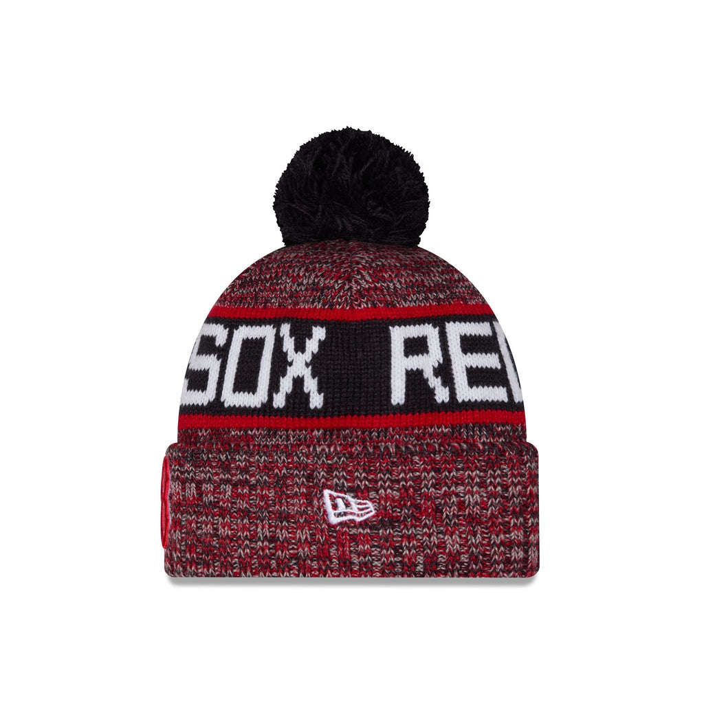 Boston Red Sox Tri Color Pom Knit Hat