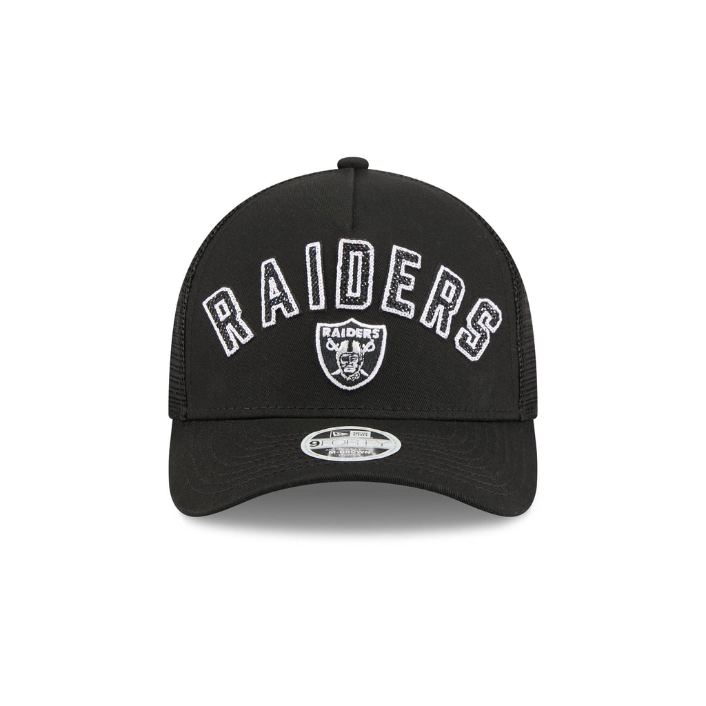 Las Vegas Raiders Sequin Wordmark Women's 9FORTY M-Crown A-Frame Trucker Hat