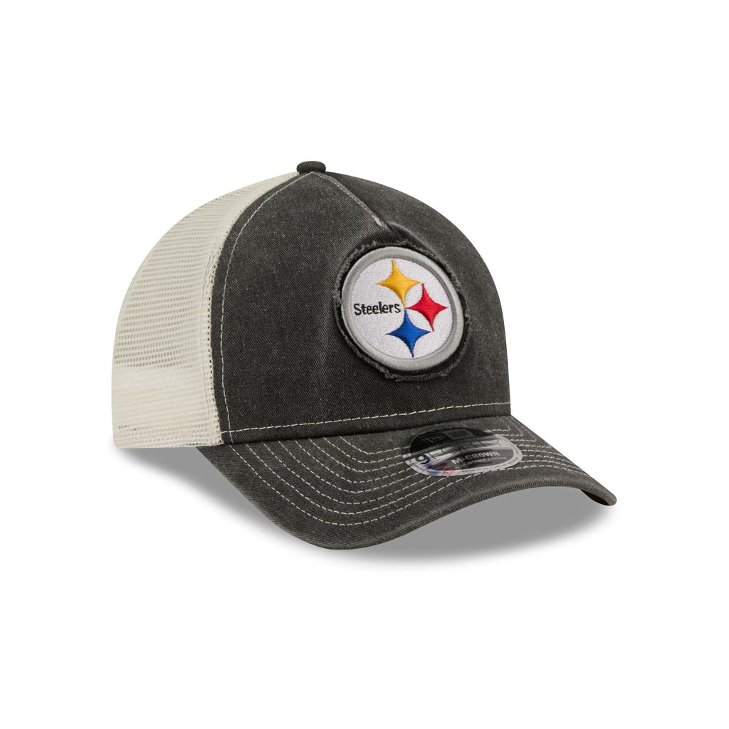 Pittsburgh Steelers Frayed Logo 9FORTY M-Crown A-Frame Trucker Hat