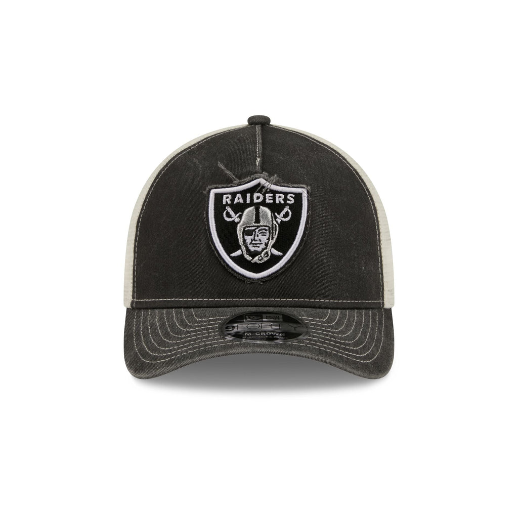 Las Vegas Raiders Frayed Logo 9FORTY M-Crown A-Frame Trucker Hat