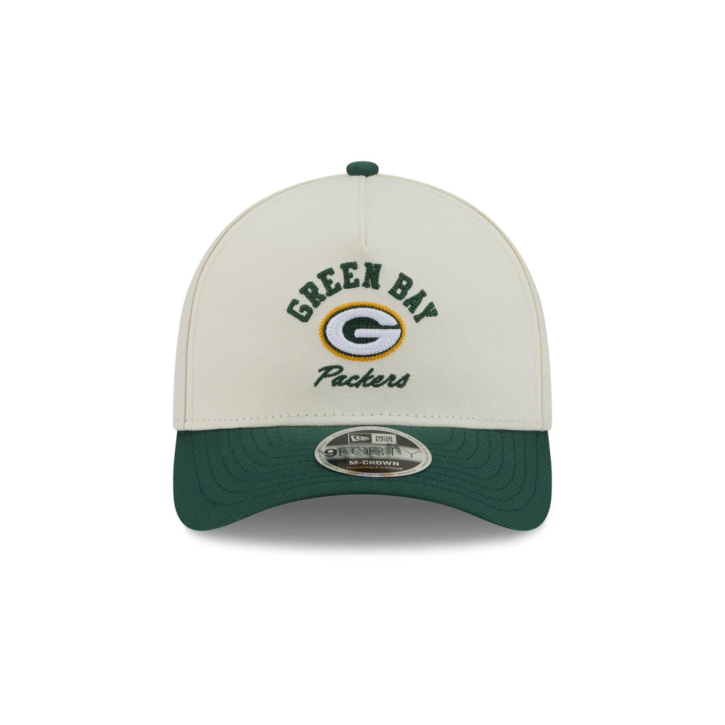 Green Bay Packers Arched Graphic Chrome White 9FORTY M-Crown A-Frame Snapback Hat