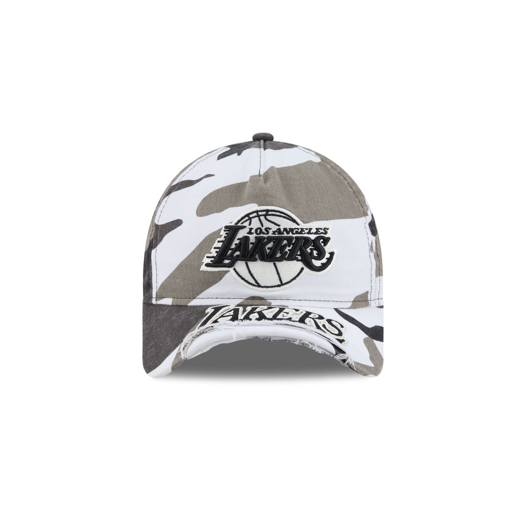 Los Angeles Lakers Washed Camo 9FORTY A-Frame Unstructured Cut-Off Visor Snapback Hat