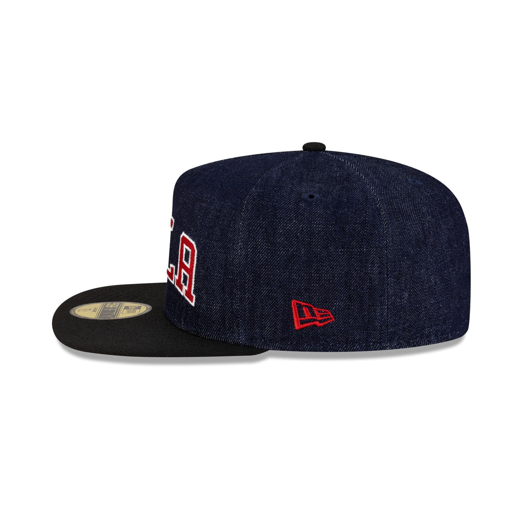 Philadelphia 76ers Navy Denim 59FIFTY A-Frame Fitted Hat