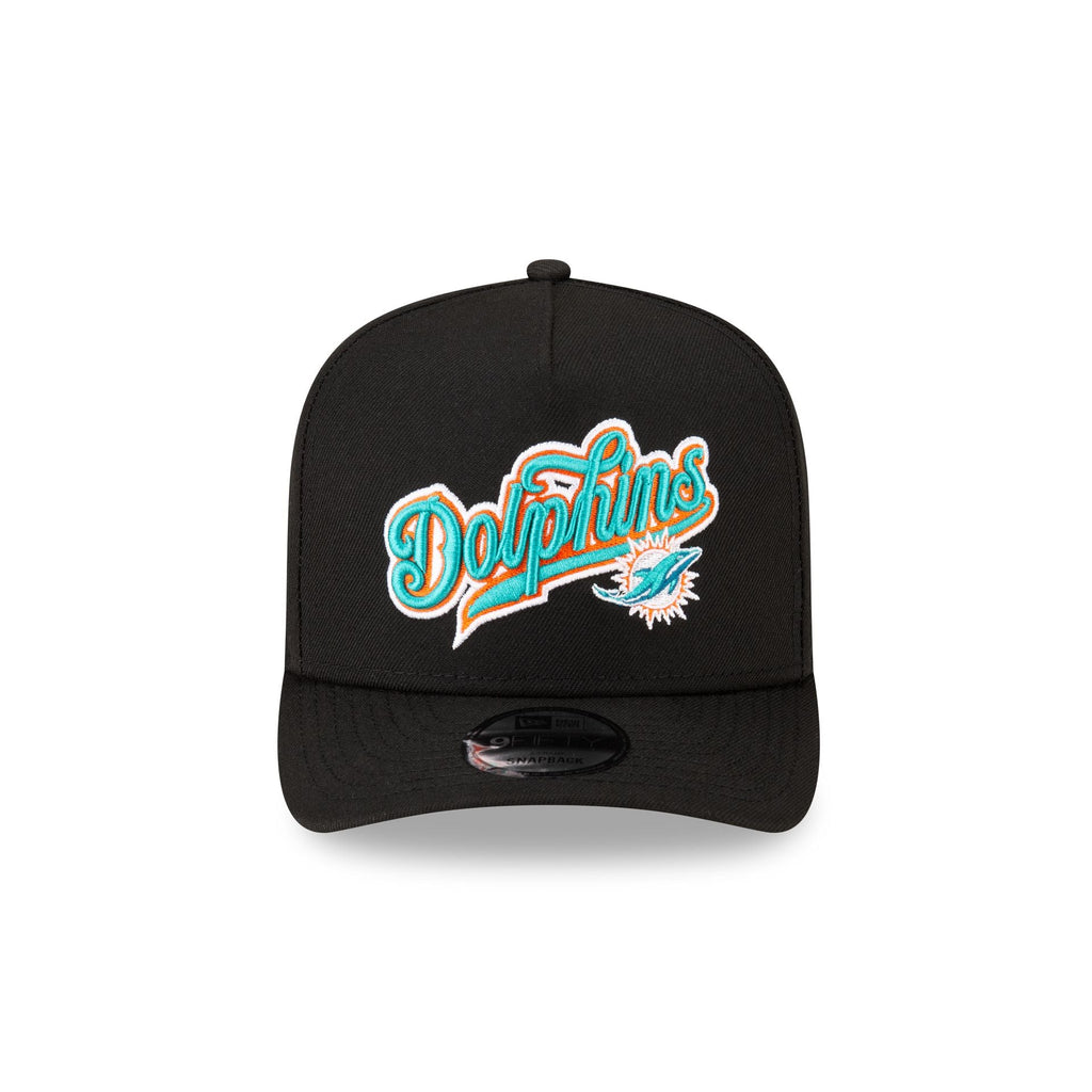 Born x Raised x Miami Dolphins Script Black 9FIFTY A-Frame Snapback Hat