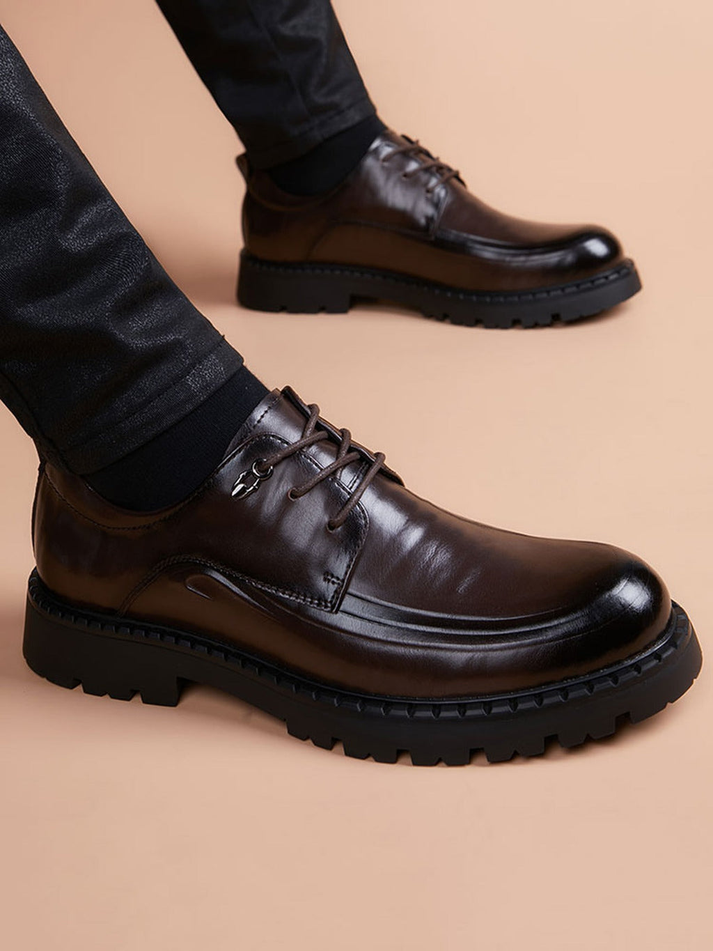 Heritage-Inspired Handcrafted Genuine Leather Men's Derby Shoes for Everyday Elegance