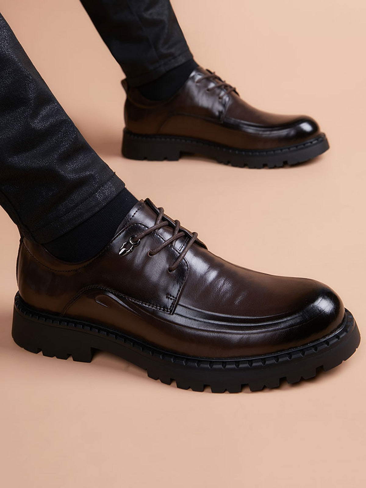 Heritage-Inspired Handcrafted Genuine Leather Men's Derby Shoes for Everyday Elegance