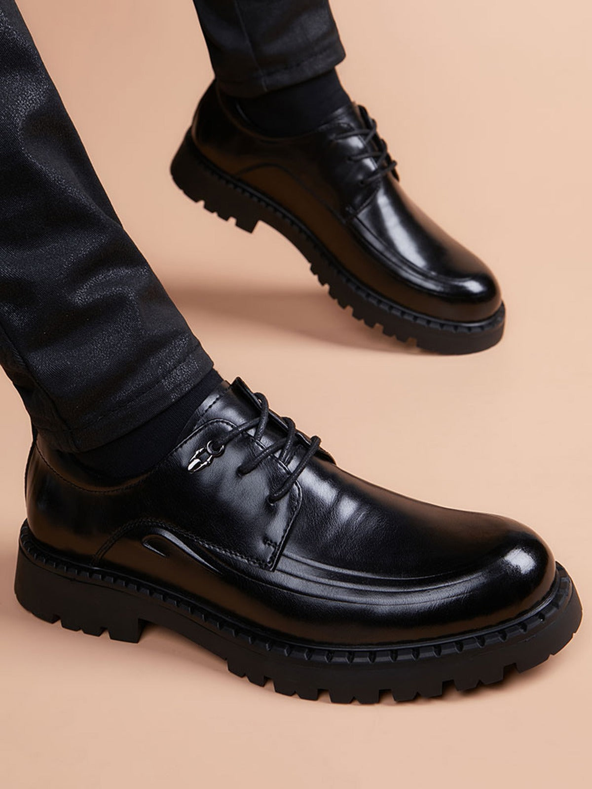 Heritage-Inspired Handcrafted Genuine Leather Men's Derby Shoes for Everyday Elegance