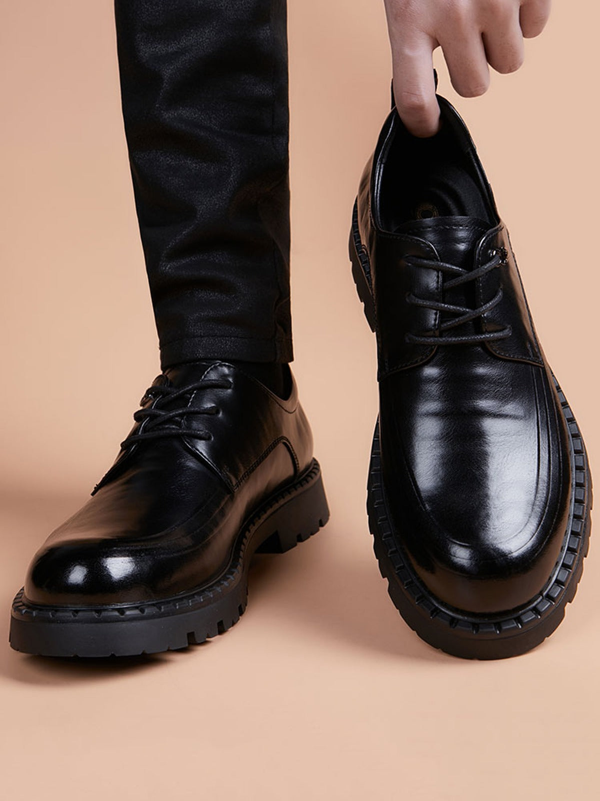 Heritage-Inspired Handcrafted Genuine Leather Men's Derby Shoes for Everyday Elegance