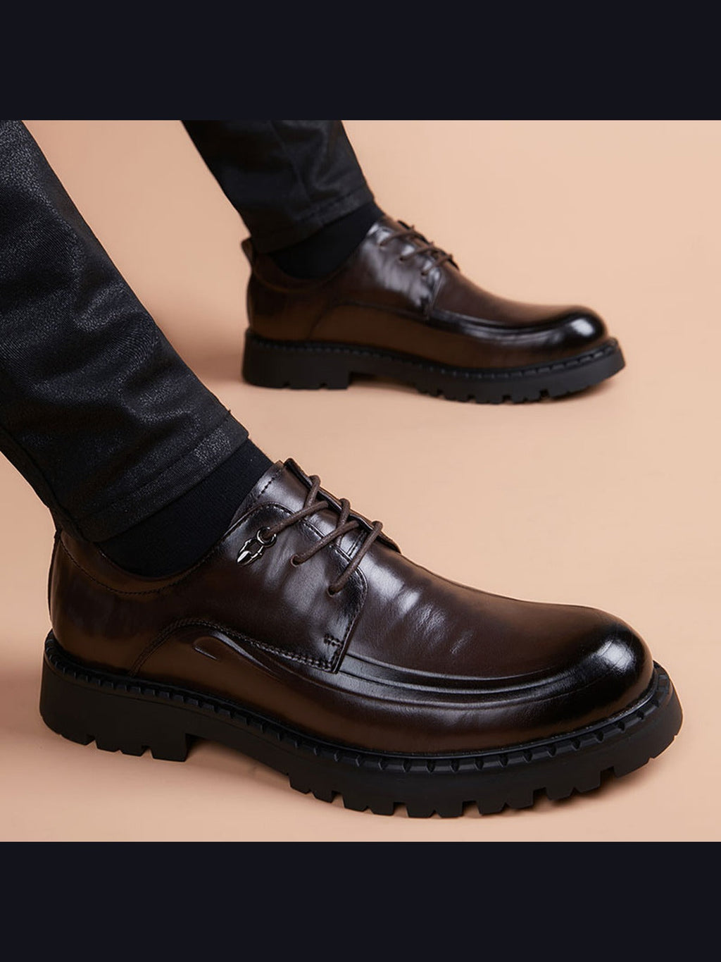Heritage-Inspired Handcrafted Genuine Leather Men's Derby Shoes for Everyday Elegance