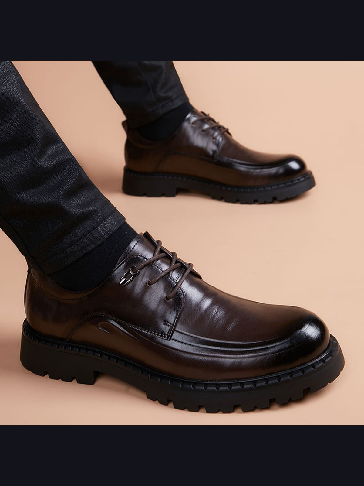 Heritage-Inspired Handcrafted Genuine Leather Men's Derby Shoes for Everyday Elegance
